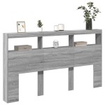 vidaXL Tăblie de pat cu dulap și LED, gri sonoma, 180x17x102 cm