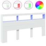 vidaXL Tăblie cu dulap și LED, alb, 200x17x102 cm vidaXL Tăblie cu dulap și LED, alb, 200x17x102 cm