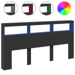 vidaXL Tăblie cu dulap și LED, negru, 200x17x102 cm vidaXL Tăblie cu dulap și LED, negru, 200x17x102 cm