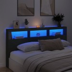 vidaXL Tăblie cu dulap și LED, negru, 200x17x102 cm vidaXL Tăblie cu dulap și LED, negru, 200x17x102 cm