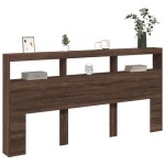 vidaXL Tăblie de pat cu dulap și LED, stejar maro, 200x17x102 cm vidaXL Tăblie de pat cu dulap și LED, stejar maro, 200x17x102 cm