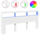 vidaXL Tăblie cu dulap și LED, alb, 220x17x102 cm vidaXL Tăblie cu dulap și LED, alb, 220x17x102 cm