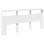 vidaXL Tăblie cu dulap și LED, alb, 220x17x102 cm vidaXL Tăblie cu dulap și LED, alb, 220x17x102 cm
