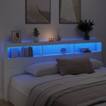 vidaXL Tăblie cu dulap și LED, alb, 220x17x102 cm vidaXL Tăblie cu dulap și LED, alb, 220x17x102 cm