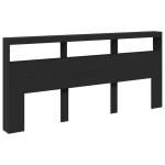 vidaXL Tăblie cu dulap și LED, negru, 220x17x102 cm vidaXL Tăblie cu dulap și LED, negru, 220x17x102 cm