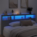 vidaXL Tăblie cu dulap și LED, negru, 220x17x102 cm vidaXL Tăblie cu dulap și LED, negru, 220x17x102 cm