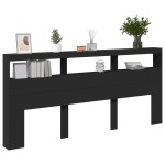 vidaXL Tăblie cu dulap și LED, negru, 220x17x102 cm vidaXL Tăblie cu dulap și LED, negru, 220x17x102 cm
