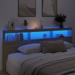 vidaXL Tăblie de pat cu dulap și LED, stejar sonoma, 220x17x102 cm