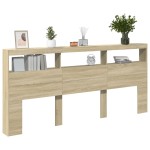 vidaXL Tăblie de pat cu dulap și LED, stejar sonoma, 220x17x102 cm