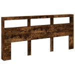vidaXL Tăblie de pat cu dulap și LED, stejar fumuriu, 220x17x102 cm vidaXL Tăblie de pat cu dulap și LED, stejar fumuriu, 220x17x102 cm