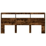 vidaXL Tăblie de pat cu dulap și LED, stejar fumuriu, 220x17x102 cm vidaXL Tăblie de pat cu dulap și LED, stejar fumuriu, 220x17x102 cm