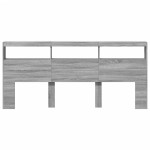 vidaXL Tăblie de pat cu dulap și LED, gri sonoma, 220x17x102 cm vidaXL Tăblie de pat cu dulap și LED, gri sonoma, 220x17x102 cm