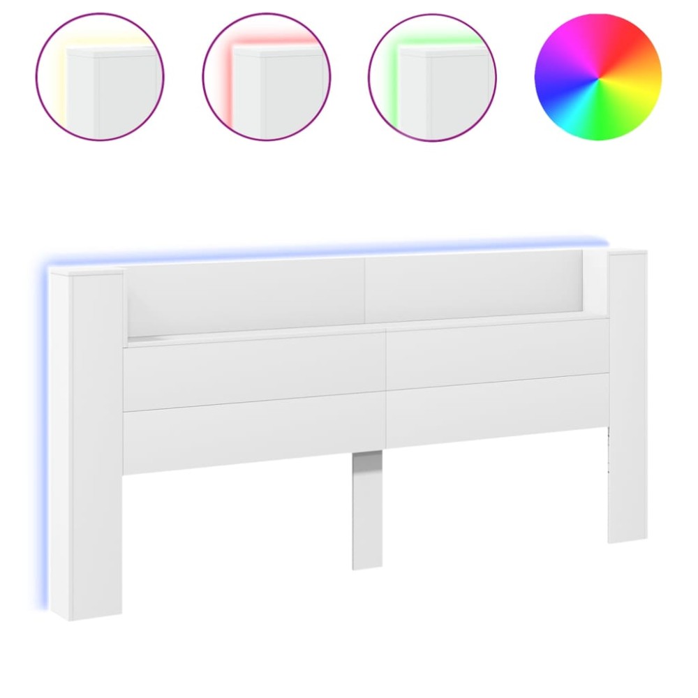 vidaXL Tăblie cu dulap și LED, alb, 220x16,5x103,5 cm