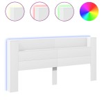 vidaXL Tăblie cu dulap și LED, alb, 220x16,5x103,5 cm vidaXL Tăblie cu dulap și LED, alb, 220x16,5x103,5 cm