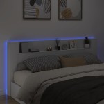 vidaXL Tăblie cu dulap și LED, alb, 220x16,5x103,5 cm vidaXL Tăblie cu dulap și LED, alb, 220x16,5x103,5 cm