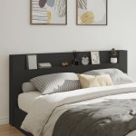 vidaXL Tăblie cu dulap și LED, negru, 220x16,5x103,5 cm vidaXL Tăblie cu dulap și LED, negru, 220x16,5x103,5 cm