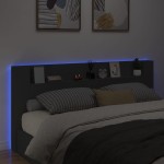 vidaXL Tăblie cu dulap și LED, negru, 220x16,5x103,5 cm vidaXL Tăblie cu dulap și LED, negru, 220x16,5x103,5 cm