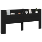 vidaXL Tăblie cu dulap și LED, negru, 220x16,5x103,5 cm vidaXL Tăblie cu dulap și LED, negru, 220x16,5x103,5 cm
