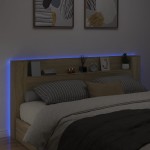 vidaXL Tăblie de pat cu dulap și LED, stejar sonoma, 220x16,5x103,5 cm vidaXL Tăblie de pat cu dulap și LED, stejar sonoma, 220x16,5x103,5 cm