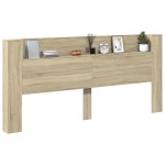 vidaXL Tăblie de pat cu dulap și LED, stejar sonoma, 220x16,5x103,5 cm vidaXL Tăblie de pat cu dulap și LED, stejar sonoma, 220x16,5x103,5 cm