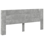 vidaXL Tăblie de pat cu dulap și LED, gri beton, 220x16,5x103,5 cm