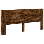 vidaXL Tăblie de pat cu dulap și LED, stejar fumuriu, 220x16,5x103,5cm vidaXL Tăblie de pat cu dulap și LED, stejar fumuriu, 220x16,5x103,5cm