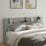 vidaXL Tăblie de pat cu dulap și LED, gri sonoma, 220x16,5x103,5 cm vidaXL Tăblie de pat cu dulap și LED, gri sonoma, 220x16,5x103,5 cm