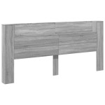 vidaXL Tăblie de pat cu dulap și LED, gri sonoma, 220x16,5x103,5 cm vidaXL Tăblie de pat cu dulap și LED, gri sonoma, 220x16,5x103,5 cm