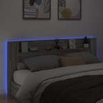 vidaXL Tăblie de pat cu dulap și LED, gri sonoma, 220x16,5x103,5 cm vidaXL Tăblie de pat cu dulap și LED, gri sonoma, 220x16,5x103,5 cm