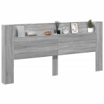 vidaXL Tăblie de pat cu dulap și LED, gri sonoma, 220x16,5x103,5 cm vidaXL Tăblie de pat cu dulap și LED, gri sonoma, 220x16,5x103,5 cm