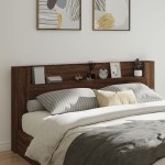 vidaXL Tăblie de pat cu dulap și LED, stejar maro, 220x16,5x103,5 cm