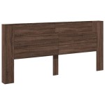 vidaXL Tăblie de pat cu dulap și LED, stejar maro, 220x16,5x103,5 cm