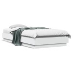 vidaXL Cadru de pat cu lumini LED, alb, 100x200 cm vidaXL Cadru de pat cu lumini LED, alb, 100x200 cm