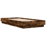 vidaXL Cadru de pat cu lumini LED, stejar fumuriu, 100x200 cm
