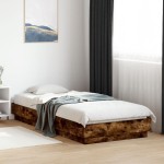 vidaXL Cadru de pat cu lumini LED, stejar fumuriu, 100x200 cm