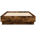 vidaXL Cadru de pat cu lumini LED, stejar fumuriu, 100x200 cm