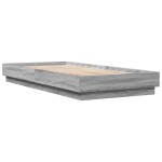 vidaXL Cadru de pat cu lumini LED, gri sonoma, 100x200 cm