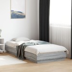 vidaXL Cadru de pat cu lumini LED, gri sonoma, 100x200 cm