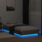vidaXL Cadru de pat cu lumini LED, gri sonoma, 100x200 cm