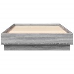 vidaXL Cadru de pat cu lumini LED, gri sonoma, 100x200 cm