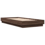 vidaXL Cadru de pat cu lumini LED, stejar maro, 100x200 cm