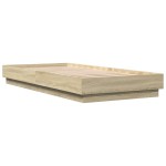 vidaXL Cadru de pat cu lumini LED, stejar sonoma, 90x200 cm