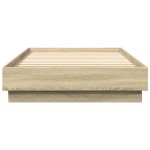 vidaXL Cadru de pat cu lumini LED, stejar sonoma, 90x200 cm