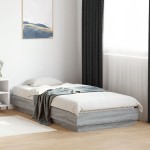 vidaXL Cadru de pat cu lumini LED, gri sonoma, 90x200 cm