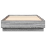 vidaXL Cadru de pat cu lumini LED, gri sonoma, 90x200 cm
