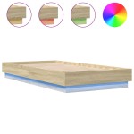 vidaXL Cadru de pat cu lumini LED, stejar sonoma, 90x190 cm vidaXL Cadru de pat cu lumini LED, stejar sonoma, 90x190 cm