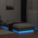 vidaXL Cadru de pat cu lumini LED, gri sonoma, 90x190 cm