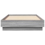 vidaXL Cadru de pat cu lumini LED, gri sonoma, 90x190 cm