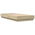 vidaXL Cadru de pat cu lumini LED, stejar sonoma, 75x190 cm