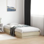 vidaXL Cadru de pat cu lumini LED, stejar sonoma, 75x190 cm